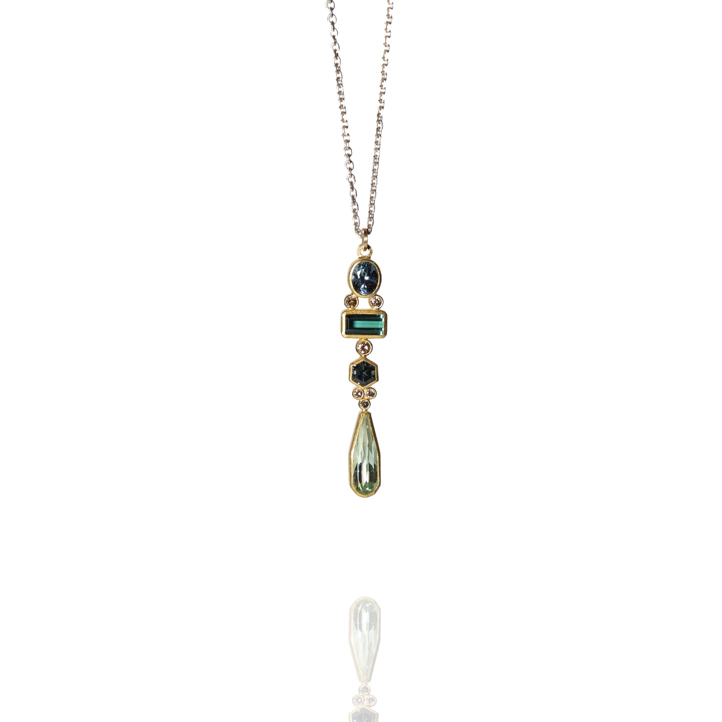 Tourmaline, Spinel, Aquamarine & Diamond Pendant