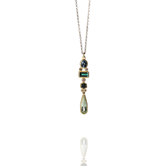 Tourmaline, Spinel, Aquamarine & Diamond Pendant