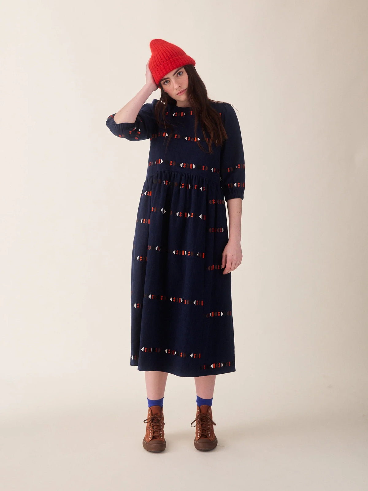 Tessa Dress Indigo Embroidered