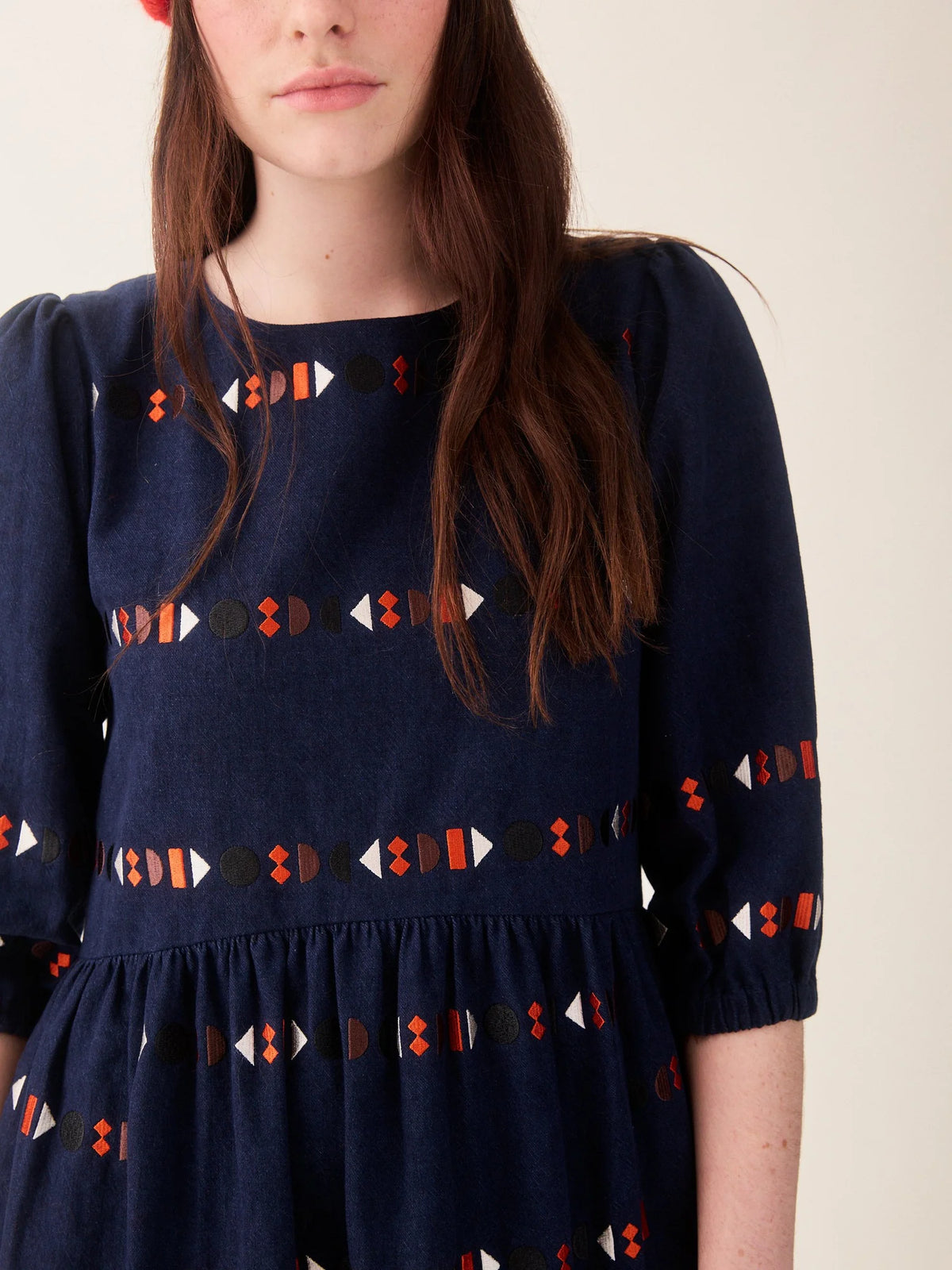 Tessa Dress Indigo Embroidered