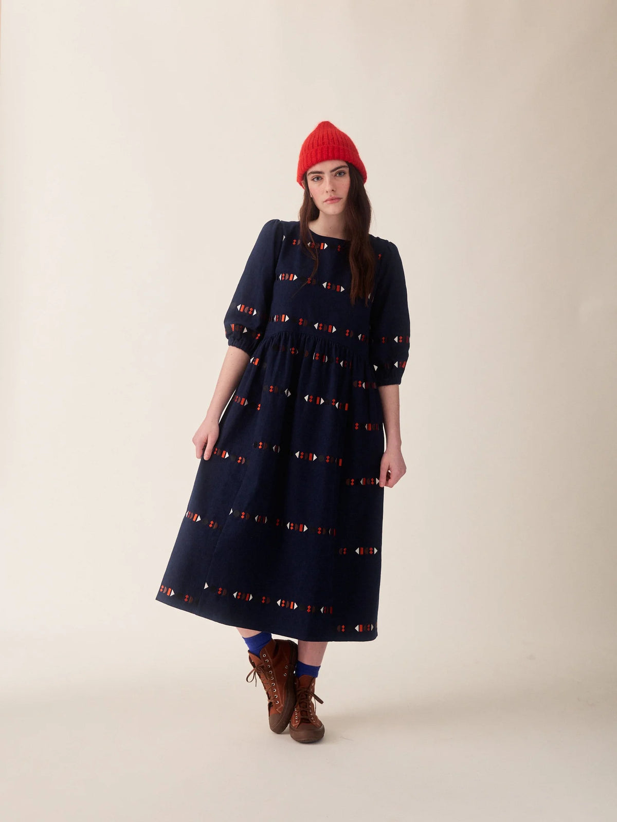 Tessa Dress Indigo Embroidered