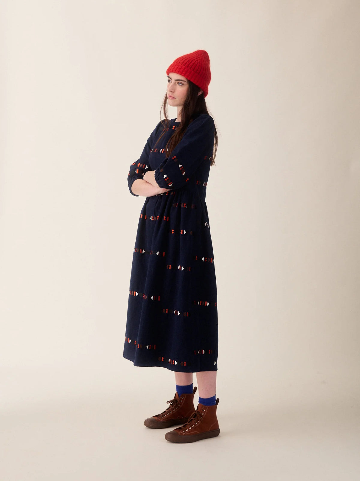 Tessa Dress Indigo Embroidered