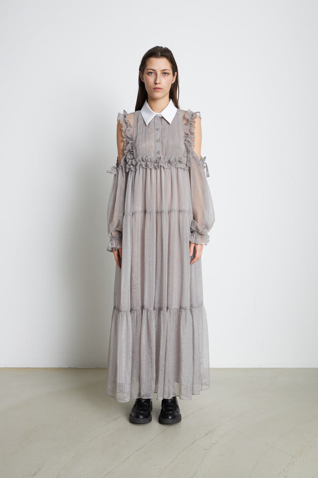 Yane Long Dress with Shirt Collar