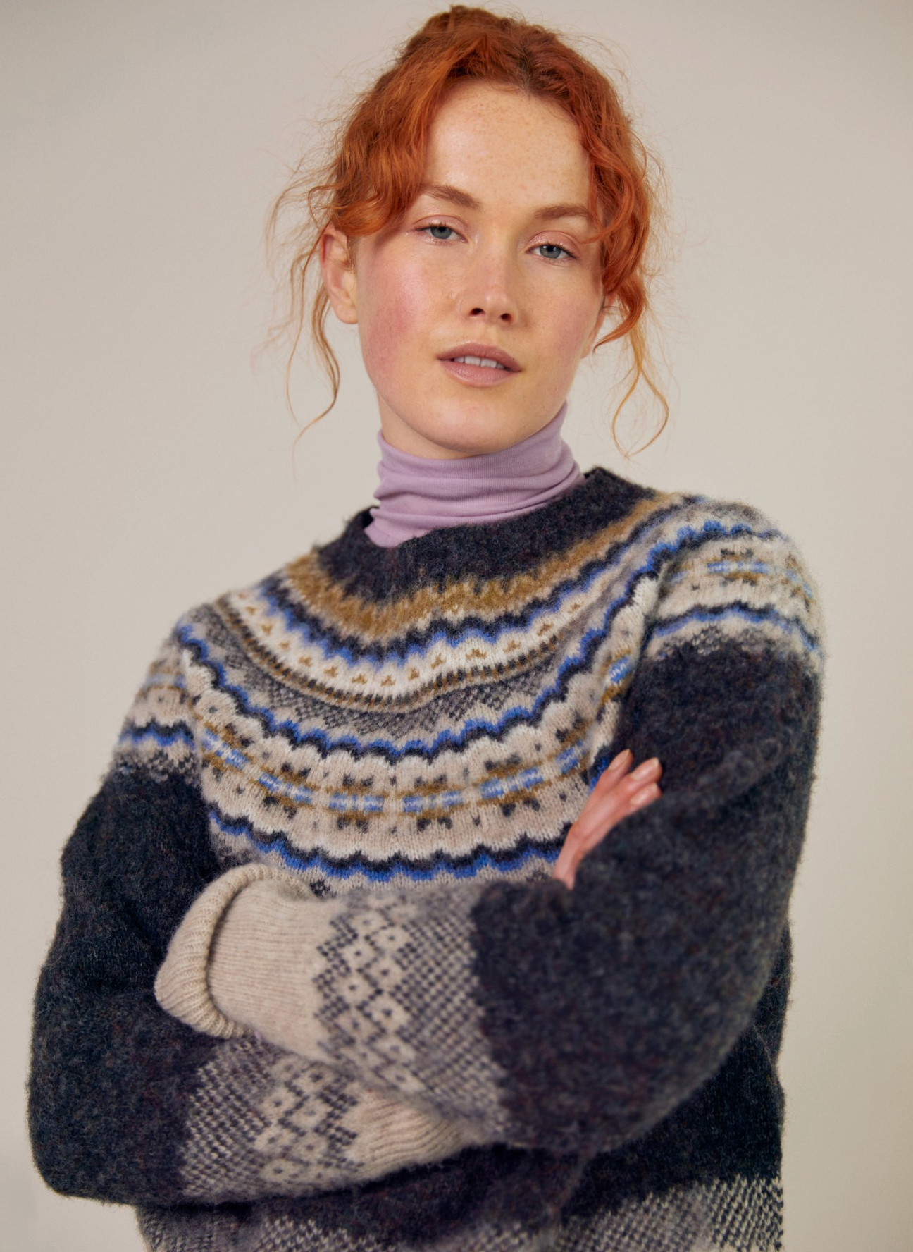 Bella Sweater Grey Fair Isle