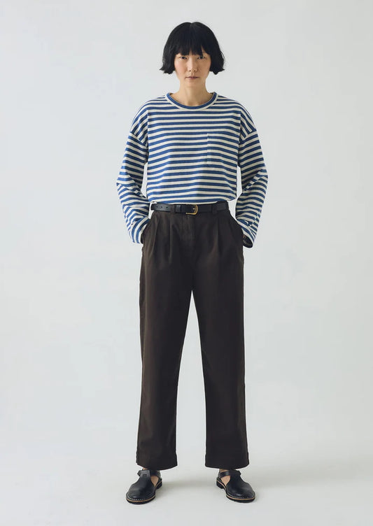 Bold Stripe Boxy Tee Delft Blue/Ecru