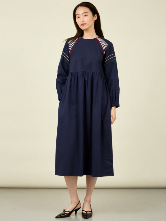 Mim Embroidered Dress Navy