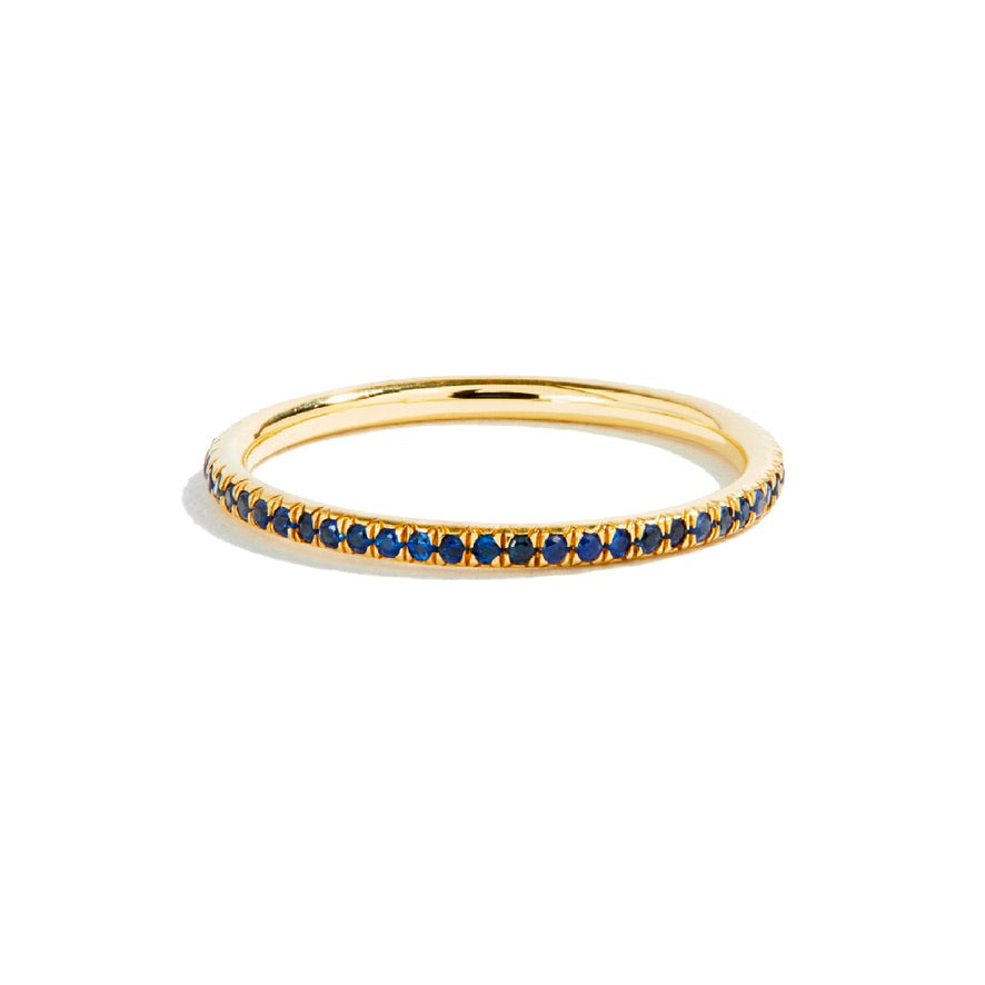 gold eternity ing with blue sapphires