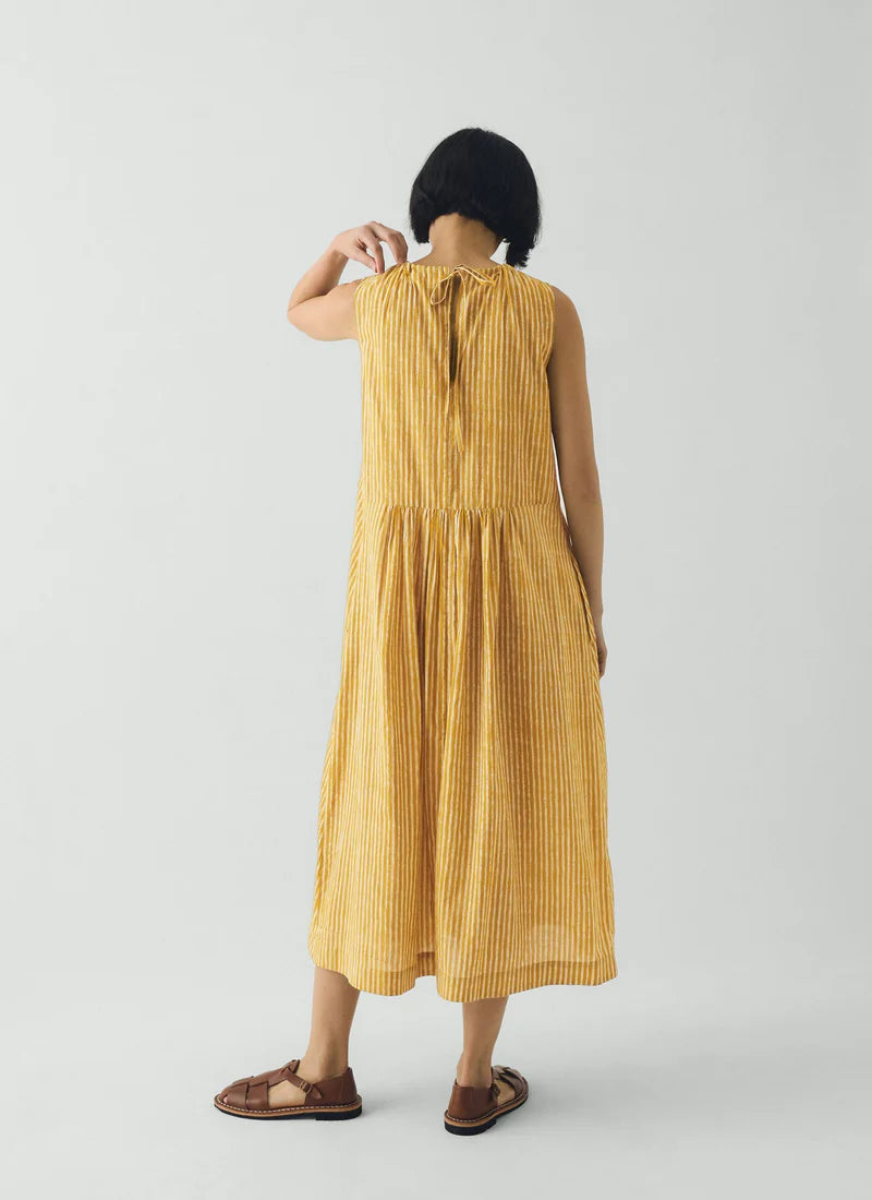 black and yellow striped dress Martha Natural Dye Stripe Cotton Dress
