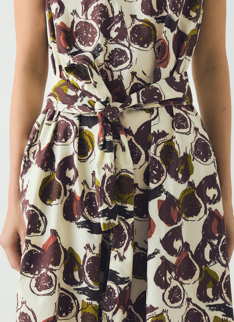 Dress with fig pattern on a plain background