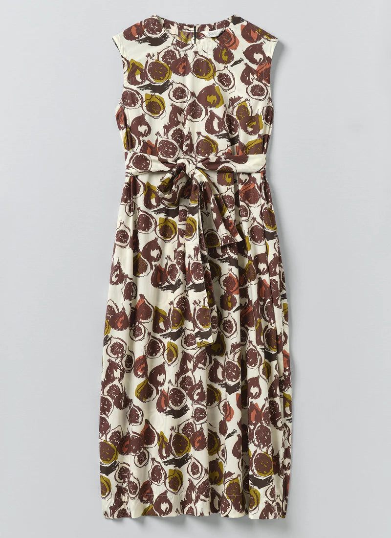 a sleeveless dress with a floral pattern on a plain background