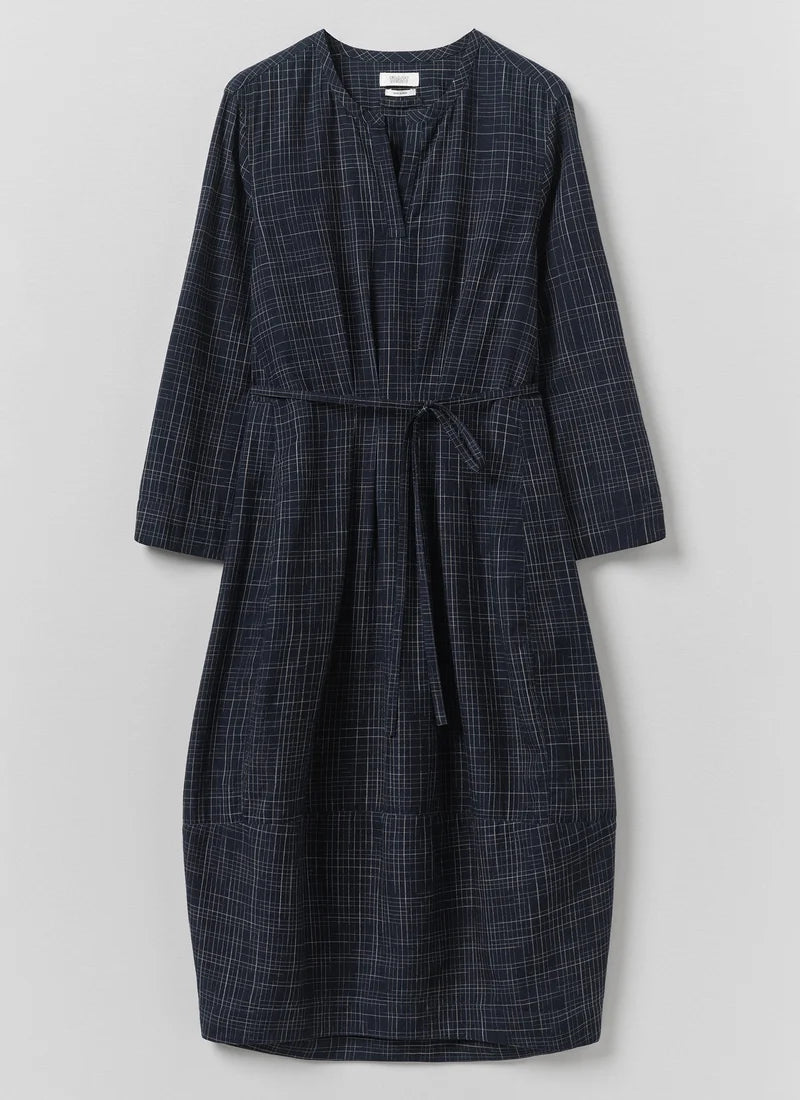 Space Dyed Indigo Check Dress