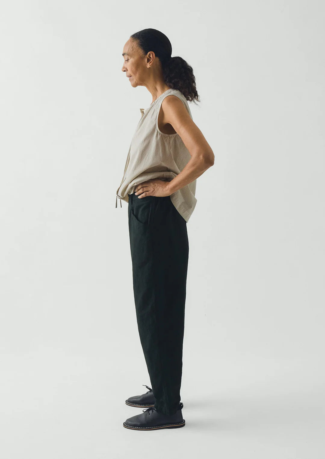 Alix Micro Houndstooth Cotton Linen Pants