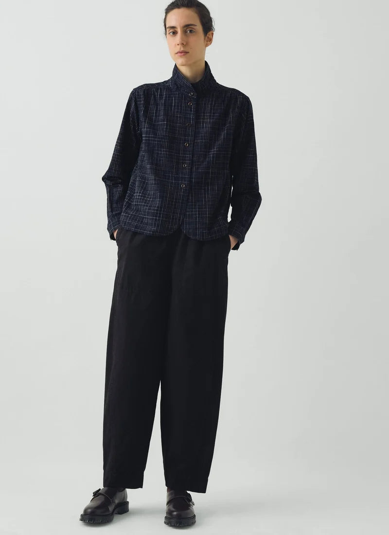 Cotton Twill Pull On Pants Blue Black