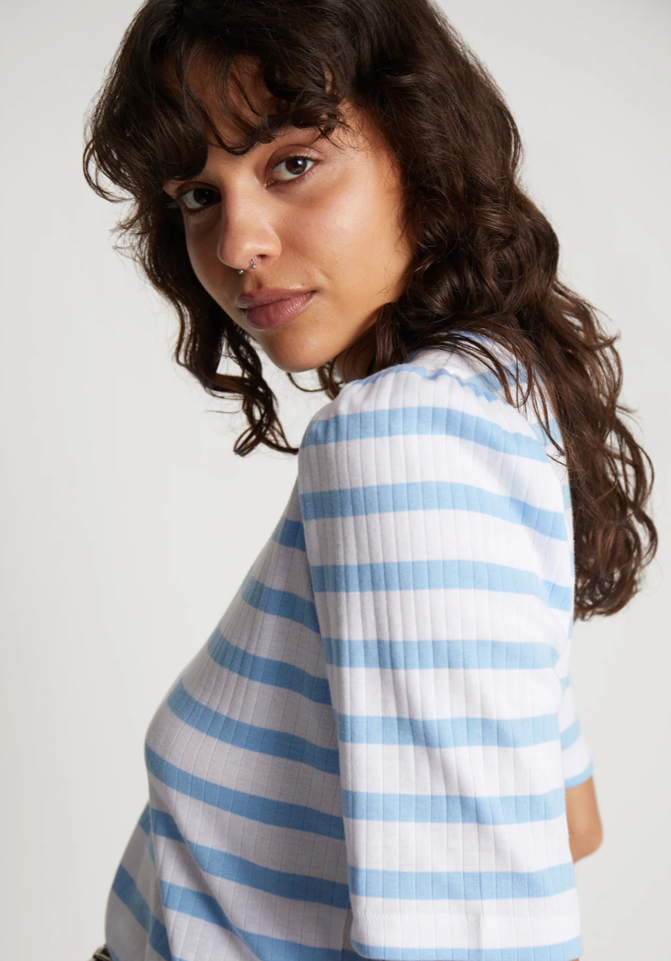 Jikolaz Stripe Top Light Blue