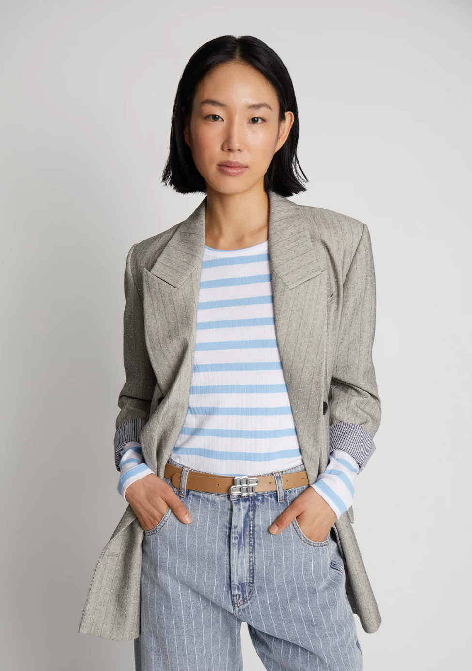 Jote Stripe Top Light Blue