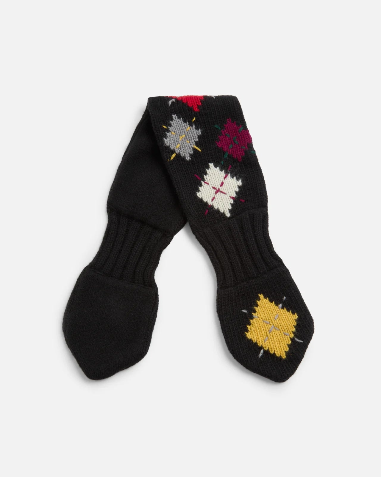 Black Argyle slotted scarf on a white background