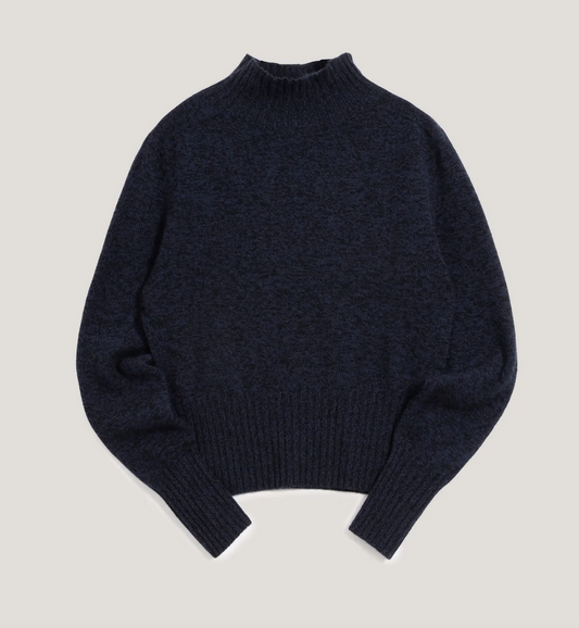 Navy and black mottled high neck sweater