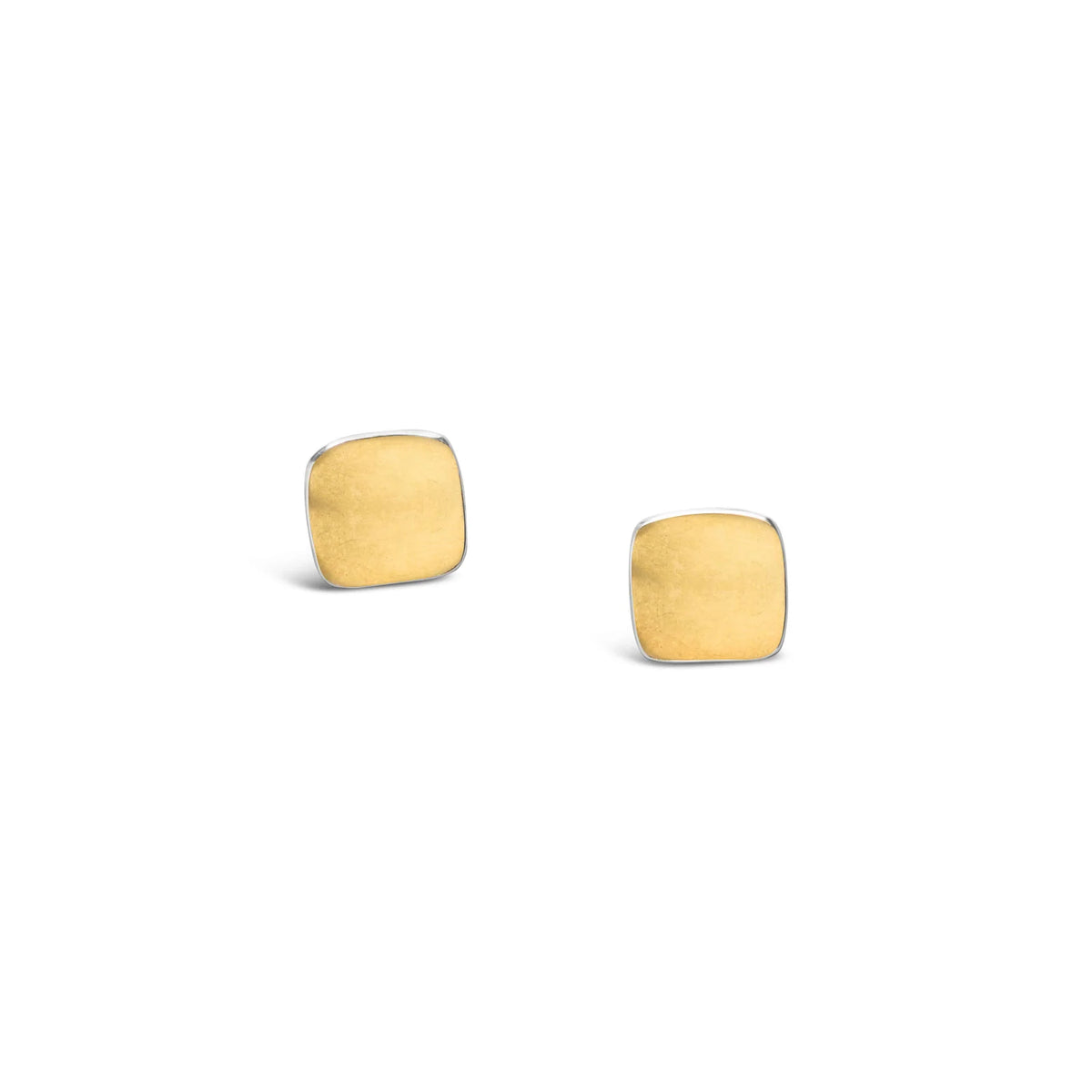Small Square Bimetal Stud Earrings
