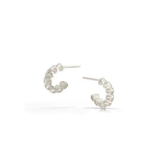 Mini Ruffle Hoops in Sterling Silver
