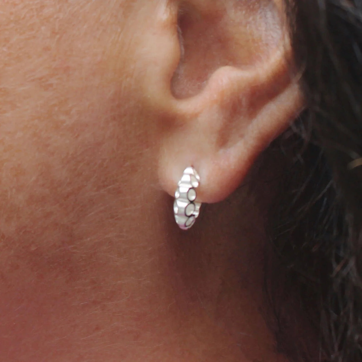 Mini Ruffle Hoops in Sterling Silver