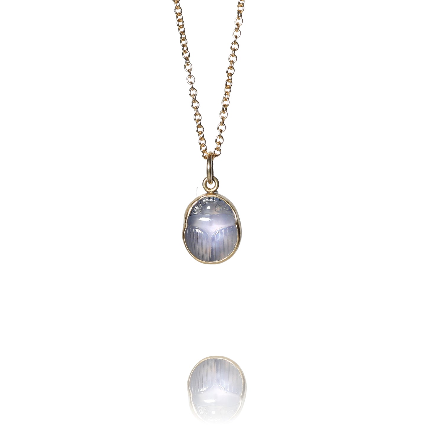 Blue chalcedony scarab pendant
