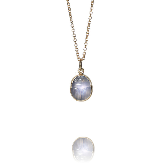 Blue chalcedony scarab pendant