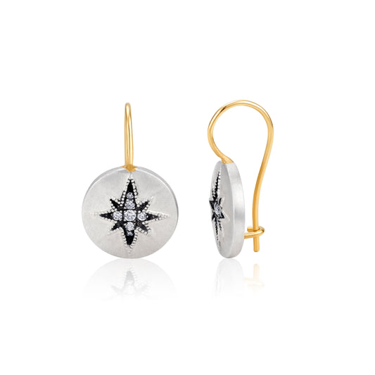 Neve Vintage Finish Earrings w/Diamonds Star