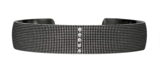 Ria Blackened Silver Cuff with Diamonds