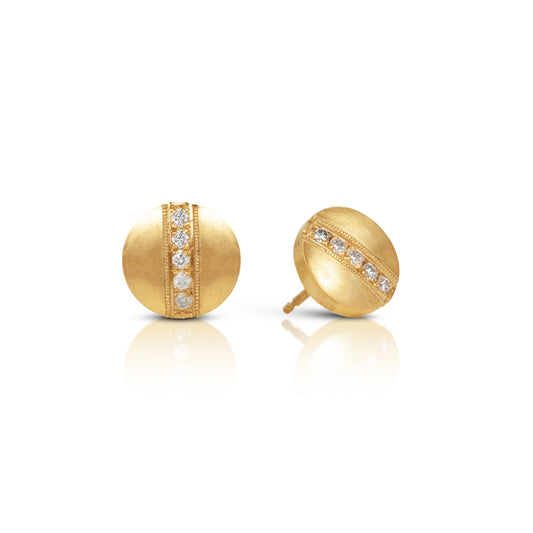 Rina 14K Yellow Gold Studs w/White Diamonds