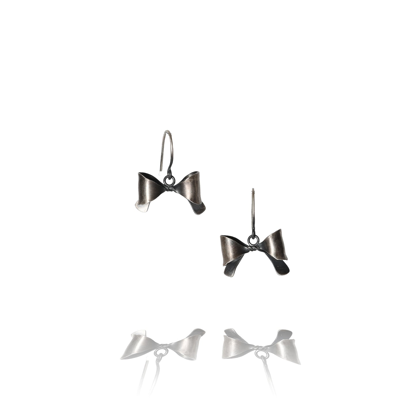 Oxidized Sterling silver bow earrings