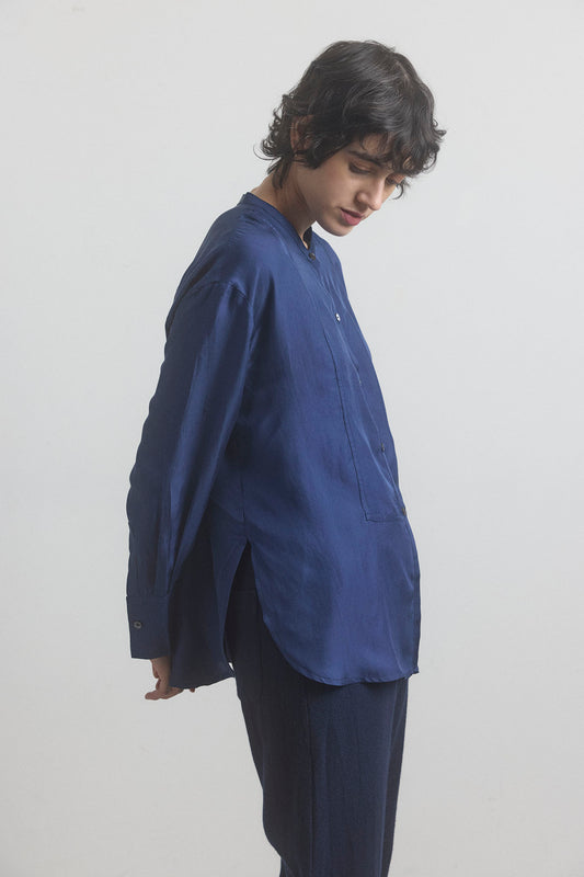 Willie Silk Shirt - Navy
