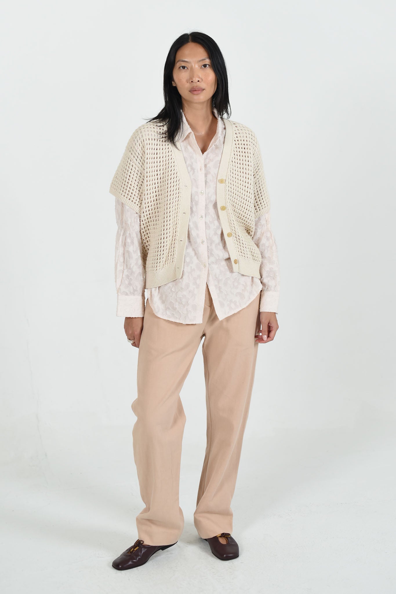 Knoll Mesh Cardigan - Ivory