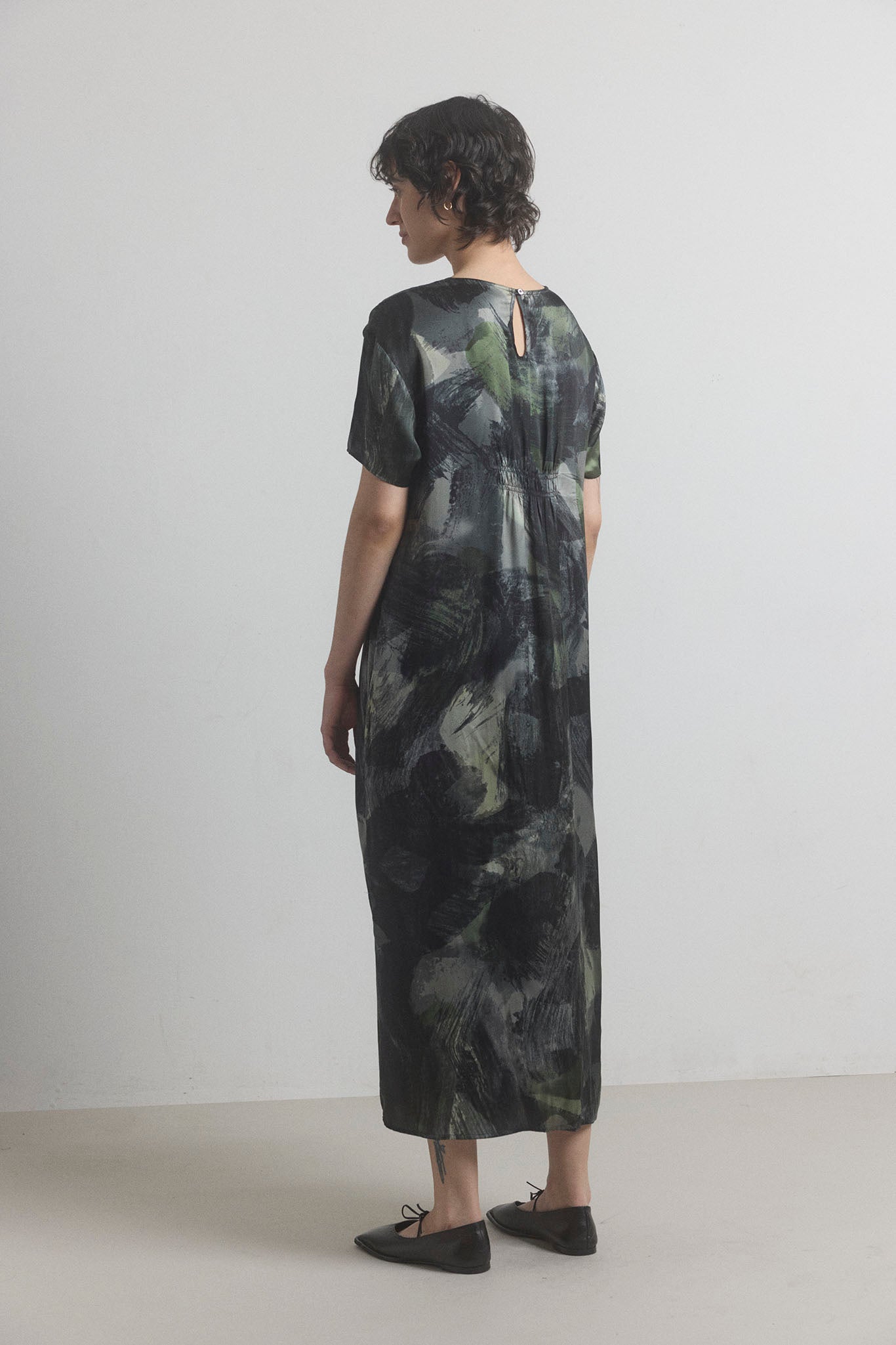 Phoebe Silk Dress - Black Watercolor