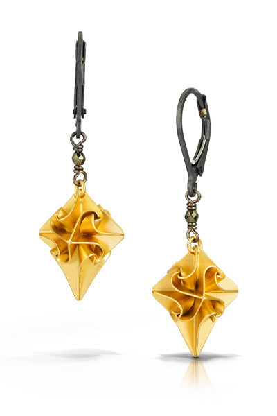 Small Gold Stardust Dangle Earring with One Stone