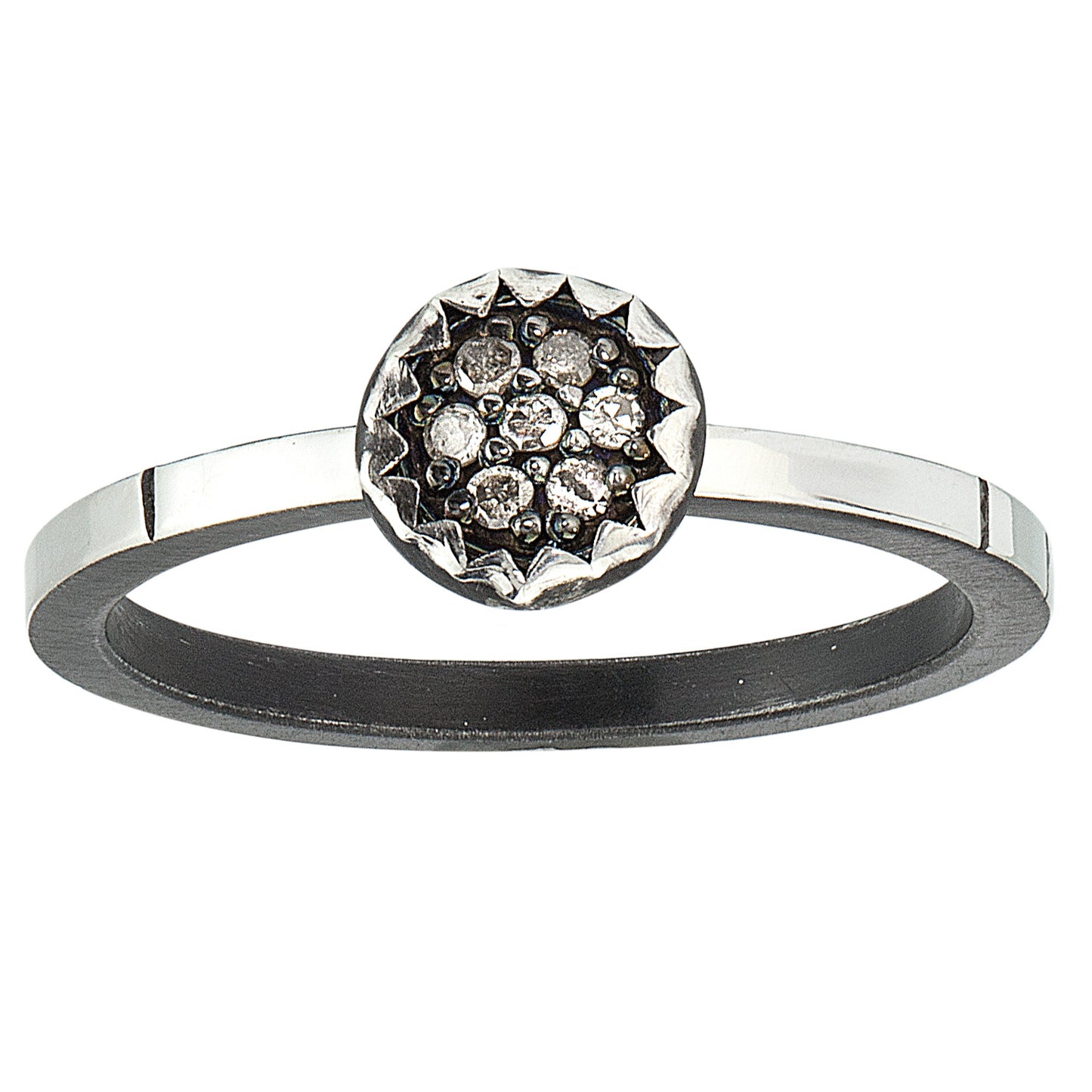 6mm Oxidized Sterling Silver Pave Ring
