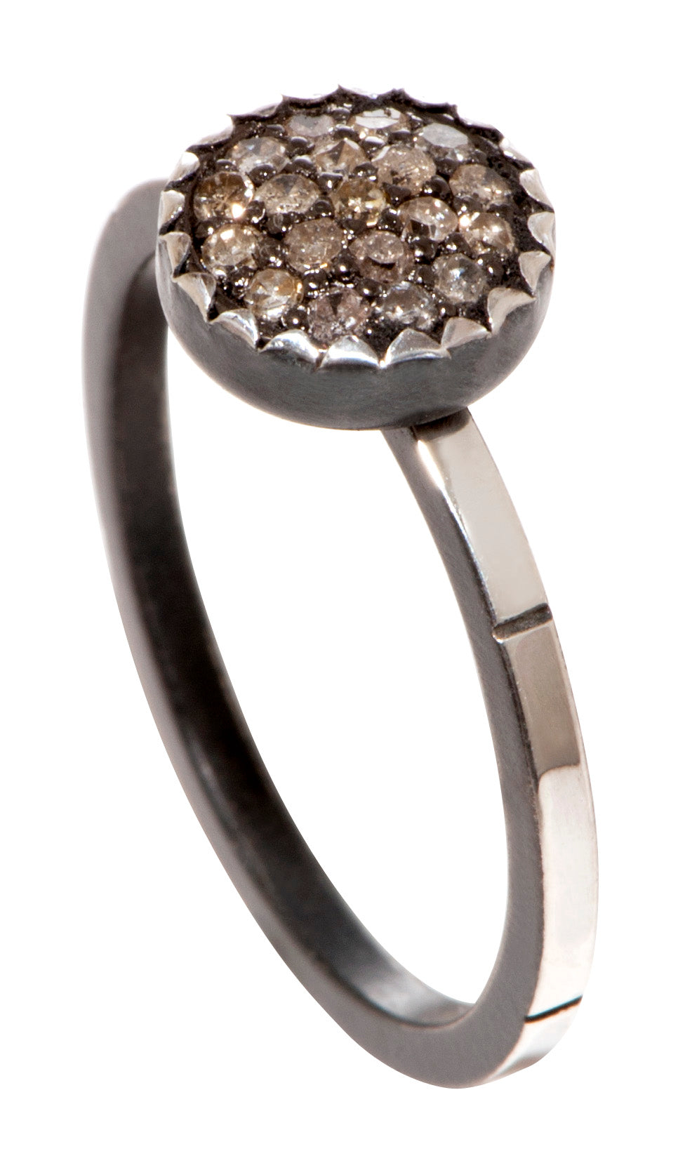 8mm Oxidized Sterling Silver Pave Ring