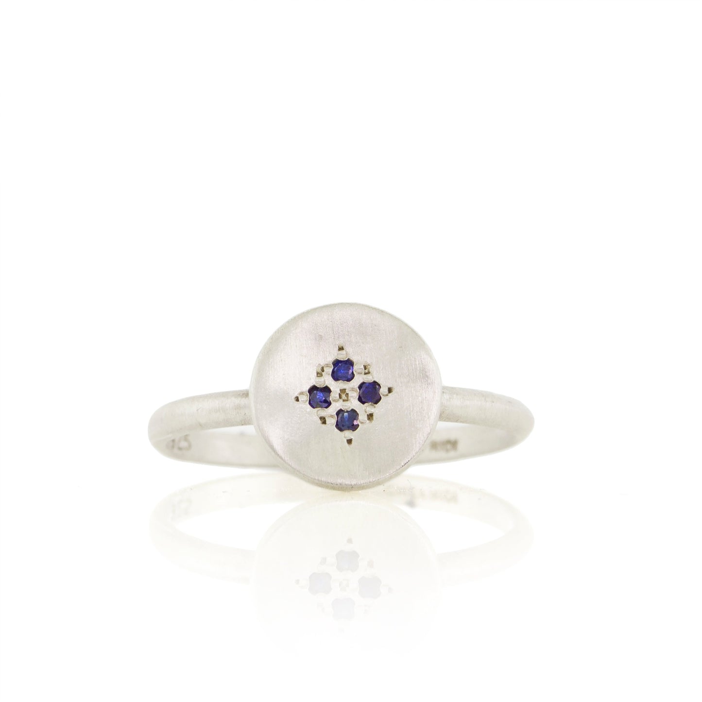 Four Star Wave Charm Ring With Sapphire