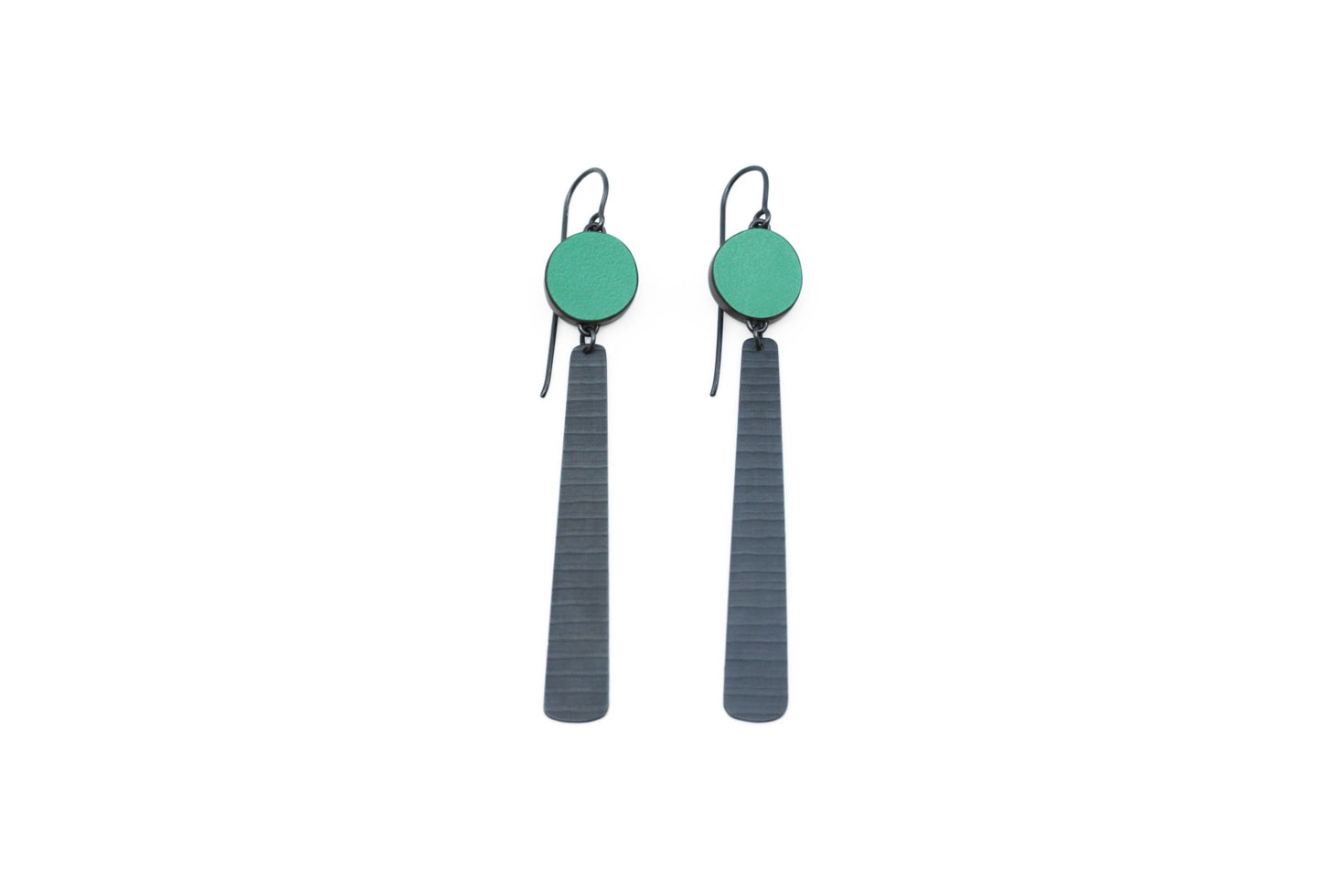 Grass Green Circle and Stripe Earrings