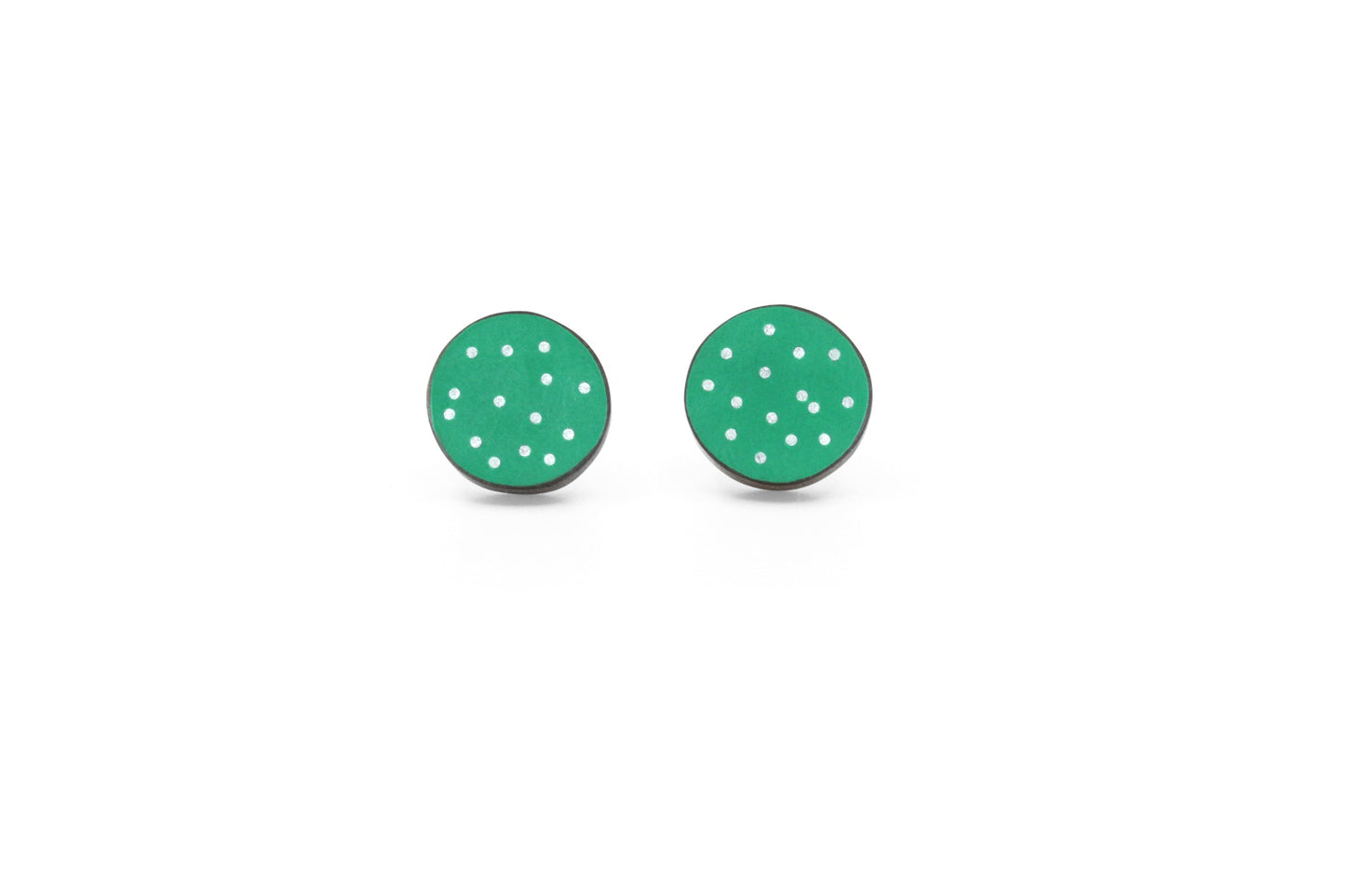Small Inlaid Dot Studs in Grass Green