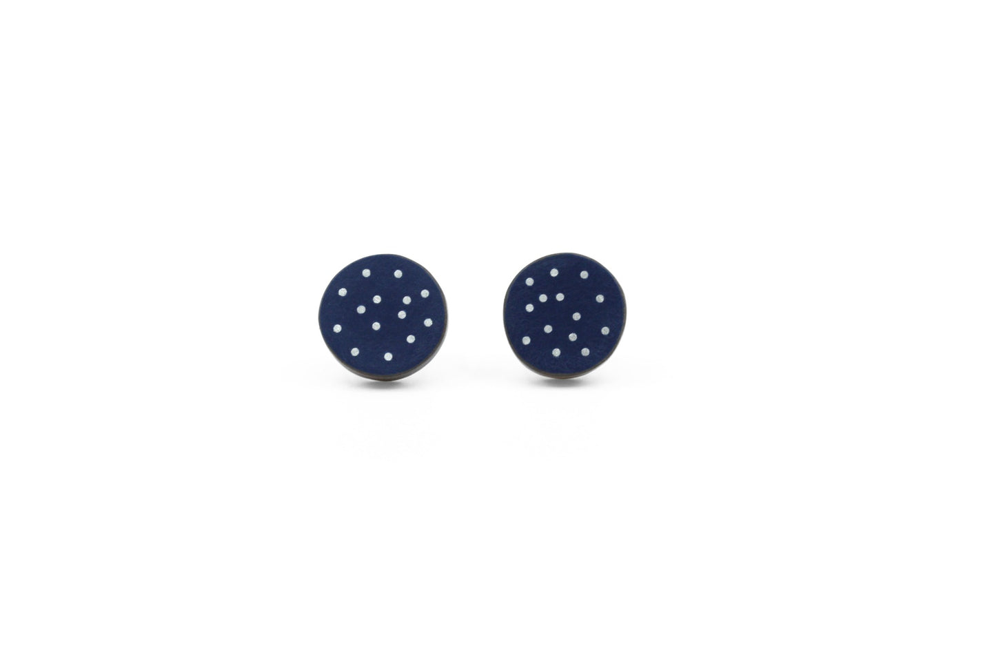 Small Inlaid Dot Studs in Navy