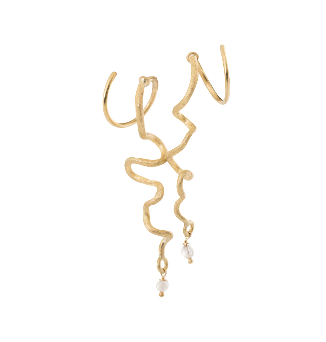 Gold Tendril Earrings with Diamonds