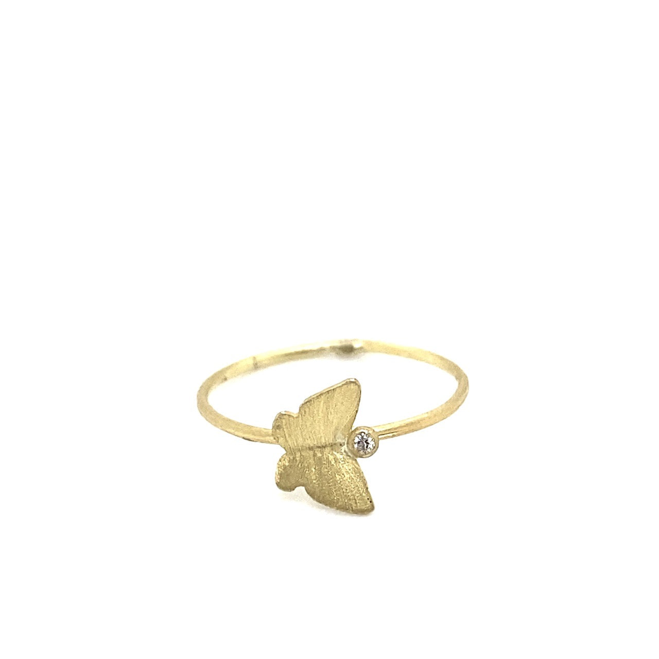 18k Gold Butterfly Stacking Ring with Diamond