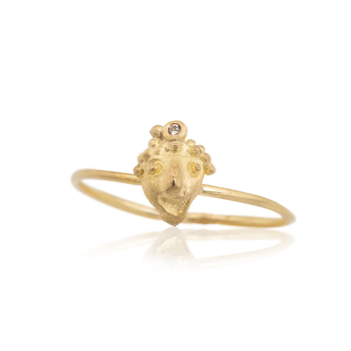 18k Gold Face Stacking Ring with Diamond