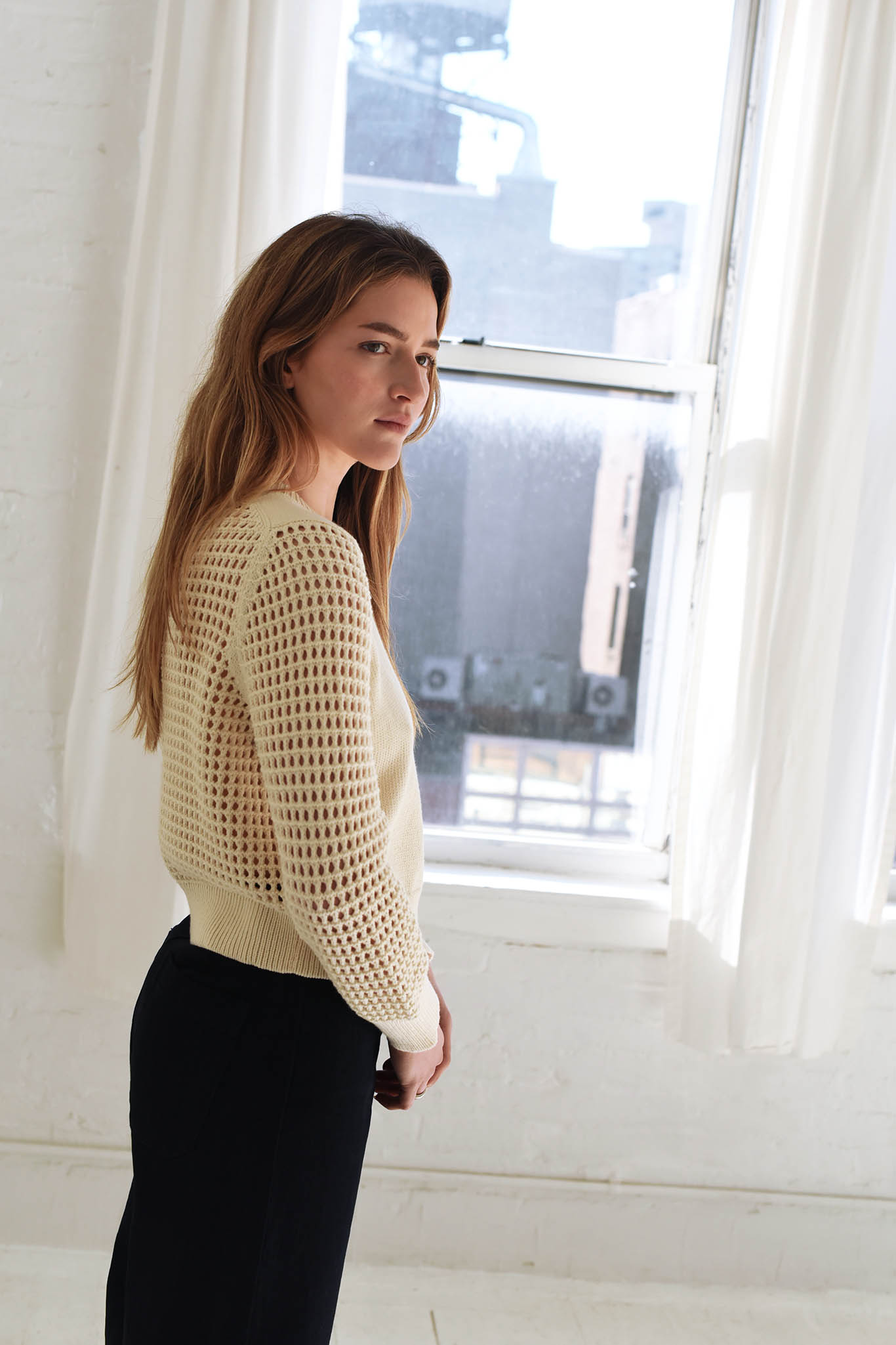 Lido Mesh Sweater in Ivory