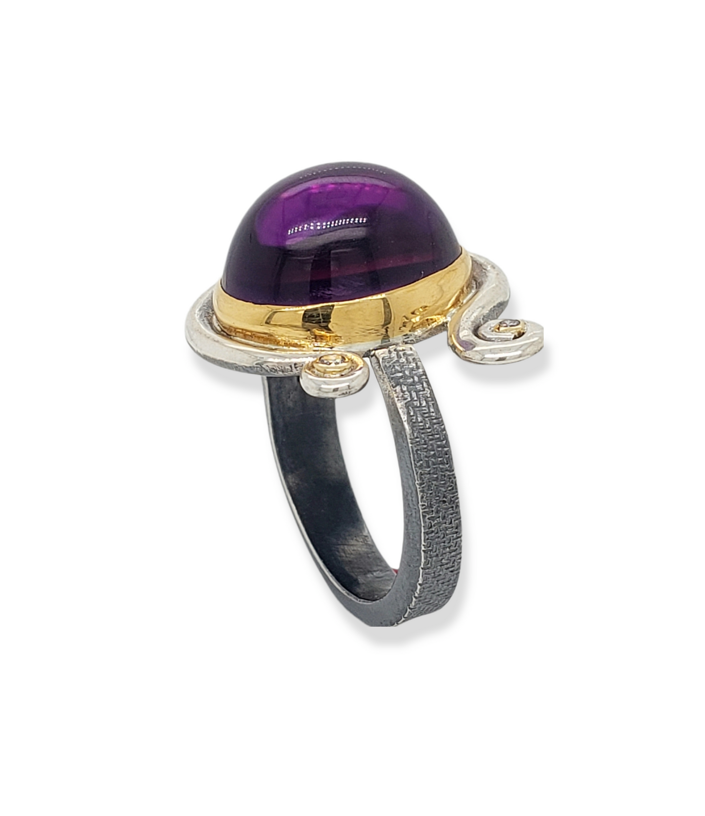 Oxidized Silver Amethyst, Purple Sapphire and Diamond Ring