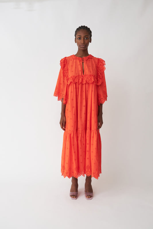 Barbara Joe Dress in Orange Red