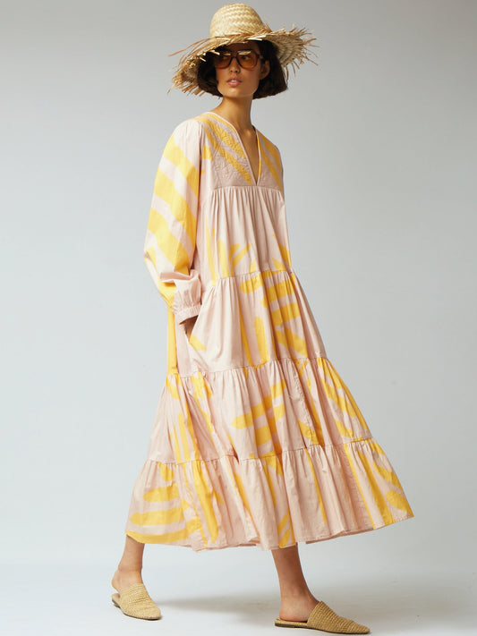India Dress Bell Pink and Yellow