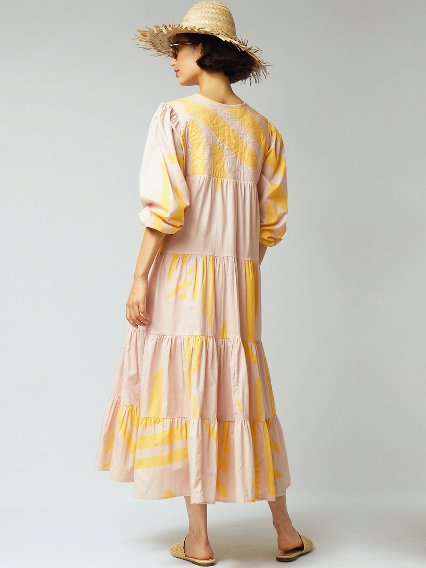 India Dress Bell Pink and Yellow