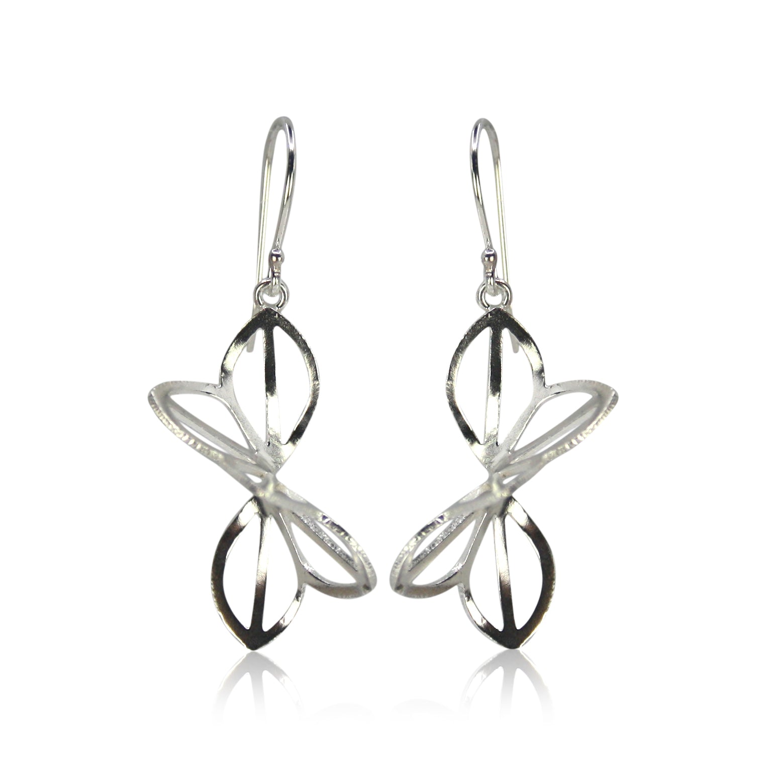 pierced and folded sterling silver earrings in flower design