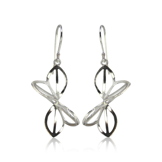 pierced and folded sterling silver earrings in flower design